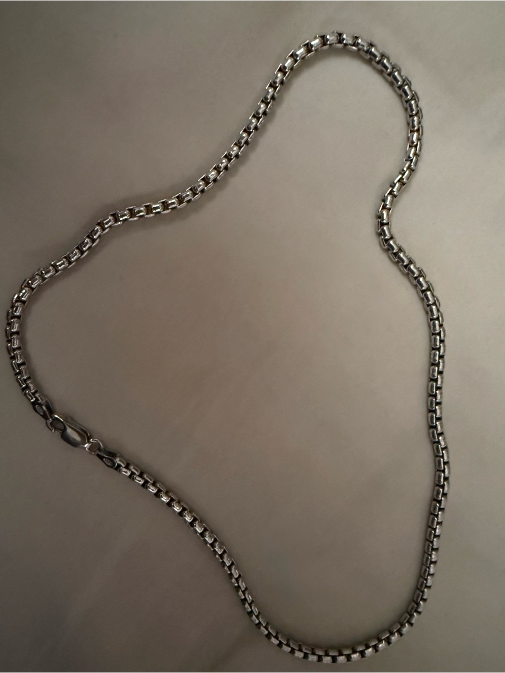 Sterling Silver Box Chain Necklace - Shiny Silver